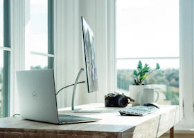 Desk Kit: desk with a laptop and a monitor
